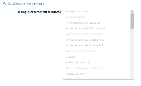 2. Classi documentali gestite dal sistema